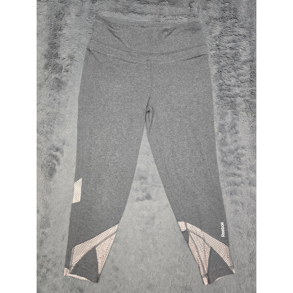 Reebok Womens Gray Mesh Panel Activewear Leggings Size M 0643